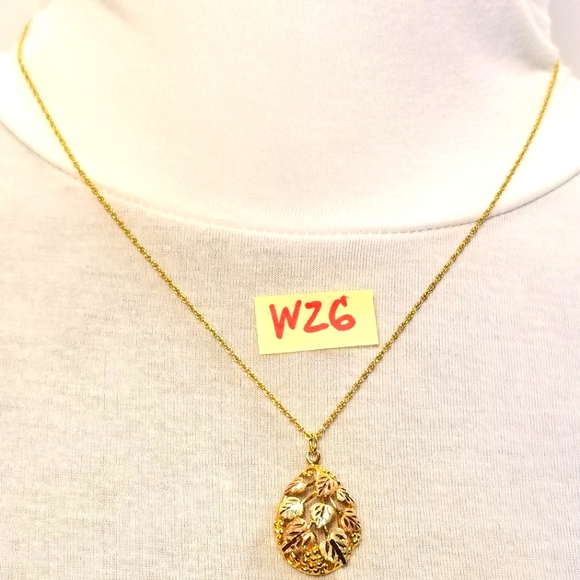 Black Hills Gold 10KT 12KT pink green yellow gold leaves teardrop necklace chain - Picture 4 of 12